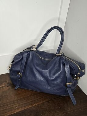 Structured Navy Satchel Bag - Women's Handbag